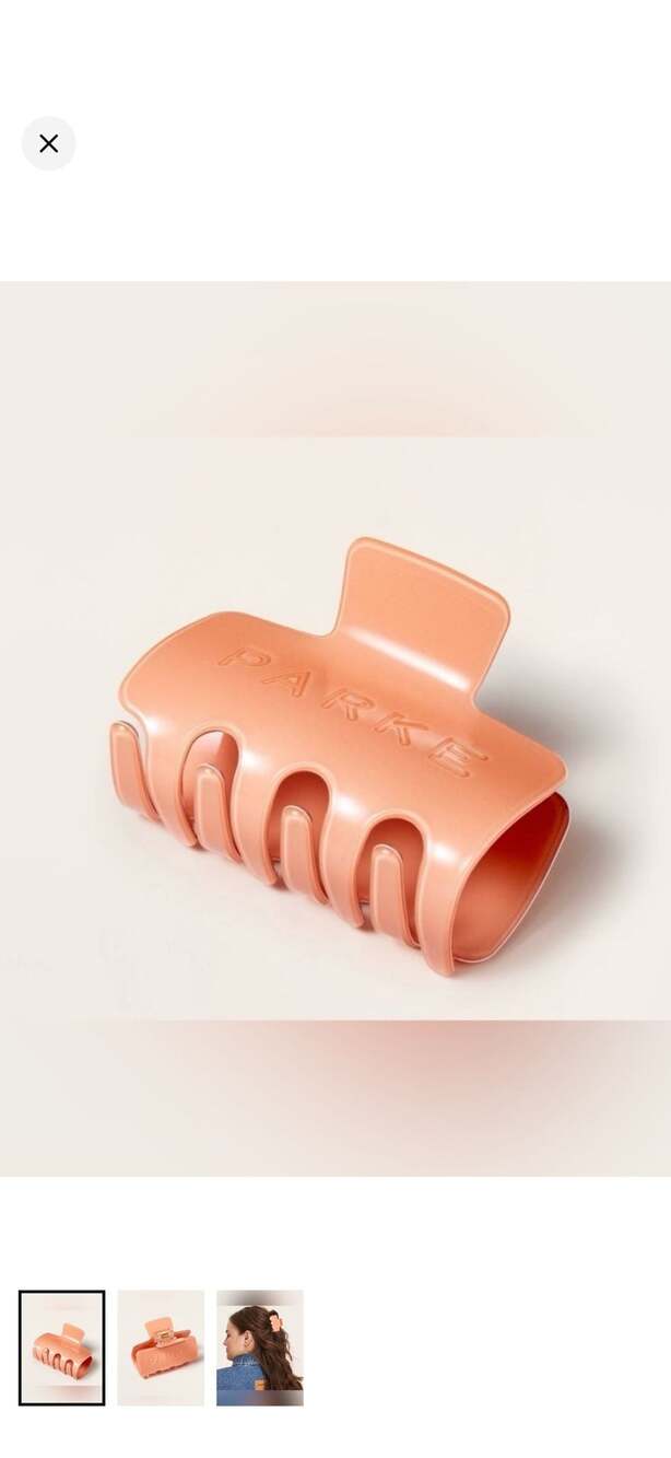 PARKE Sunset Orange Embossed Logo Hair Claw Clip